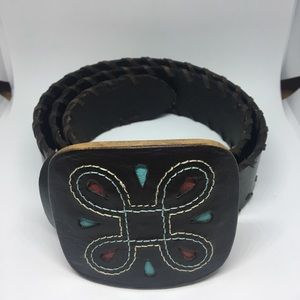 Brown Braided Leather Belt